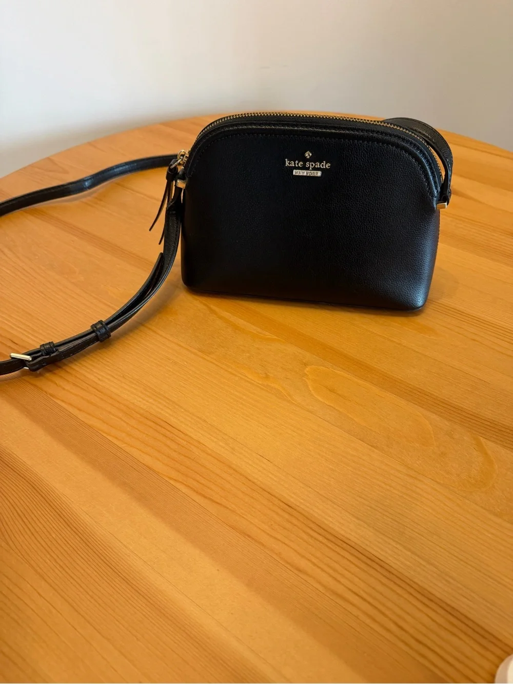 kate spade black pebble leather crossbody dome bag